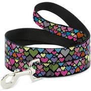 Dog Leash - Hearts Black/Multi Color Dog Leashes Buckle-Down