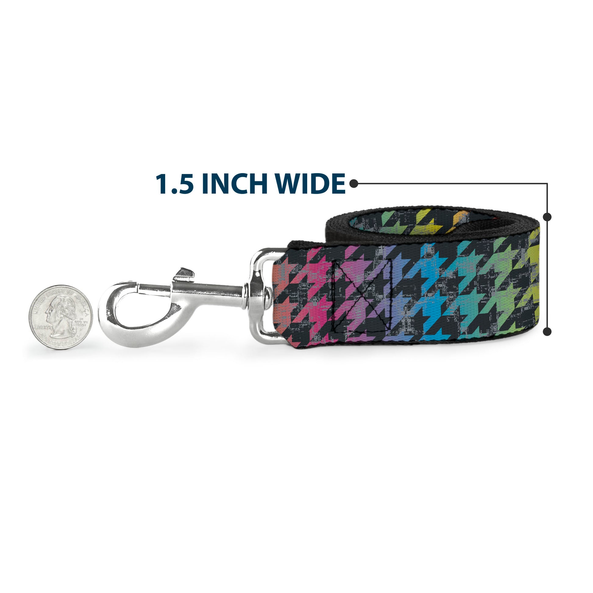 Dog Leash - Houndstooth Black/Rainbow Dog Leashes Buckle-Down