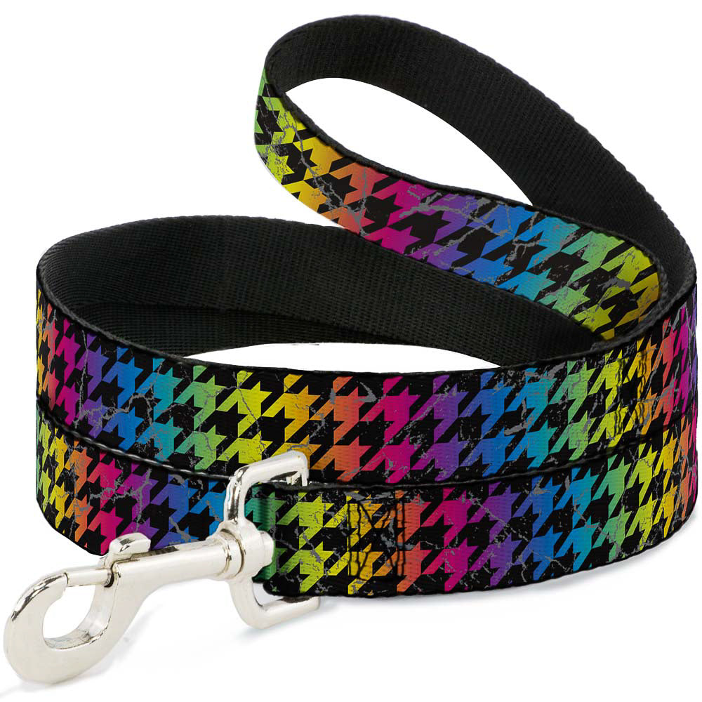 Dog Leash - Houndstooth Black/Rainbow Dog Leashes Buckle-Down