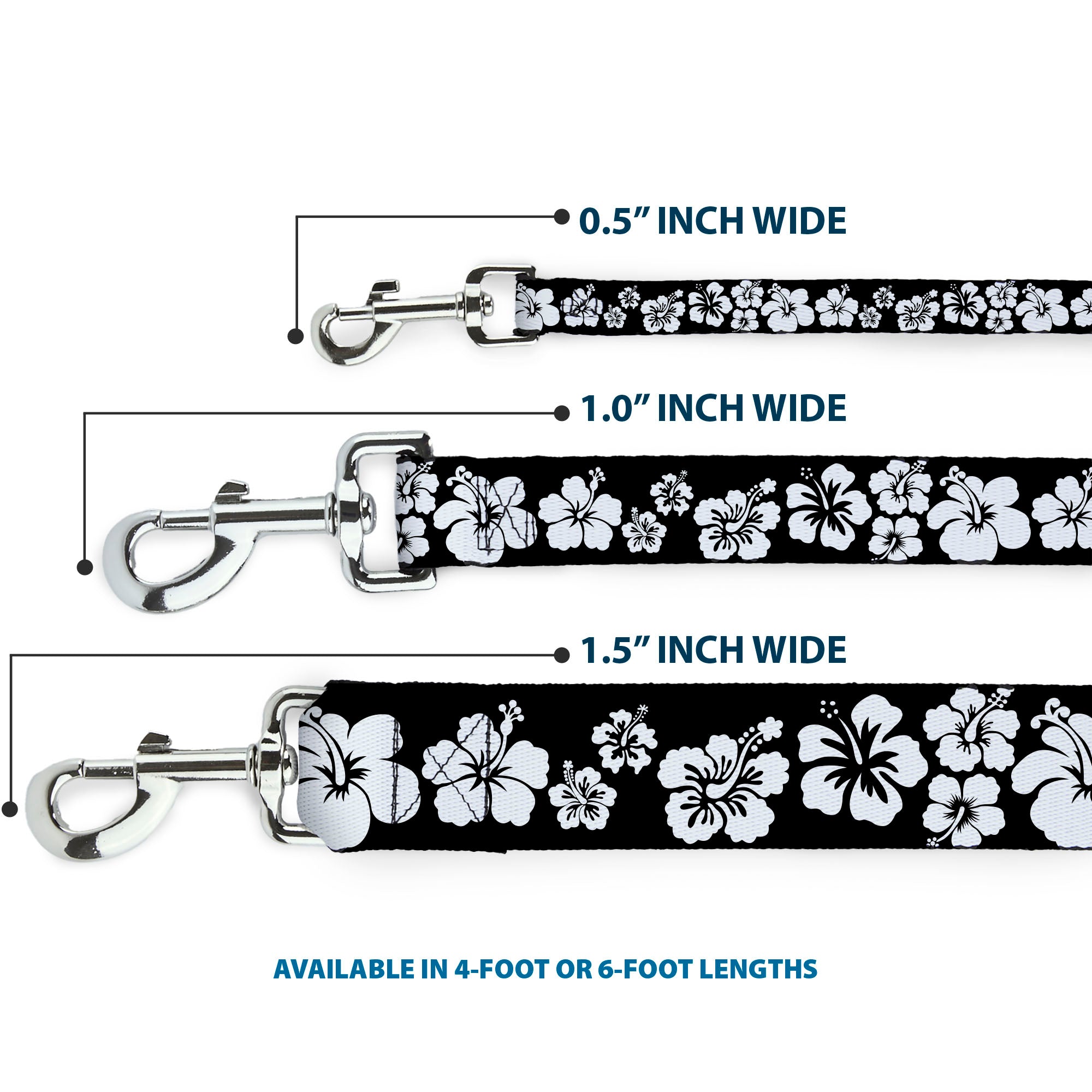 Dog Leash - Hibiscus Black/White Dog Leashes Buckle-Down