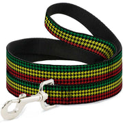 Dog Leash - Houndstooth Black/Rasta Dog Leashes Buckle-Down