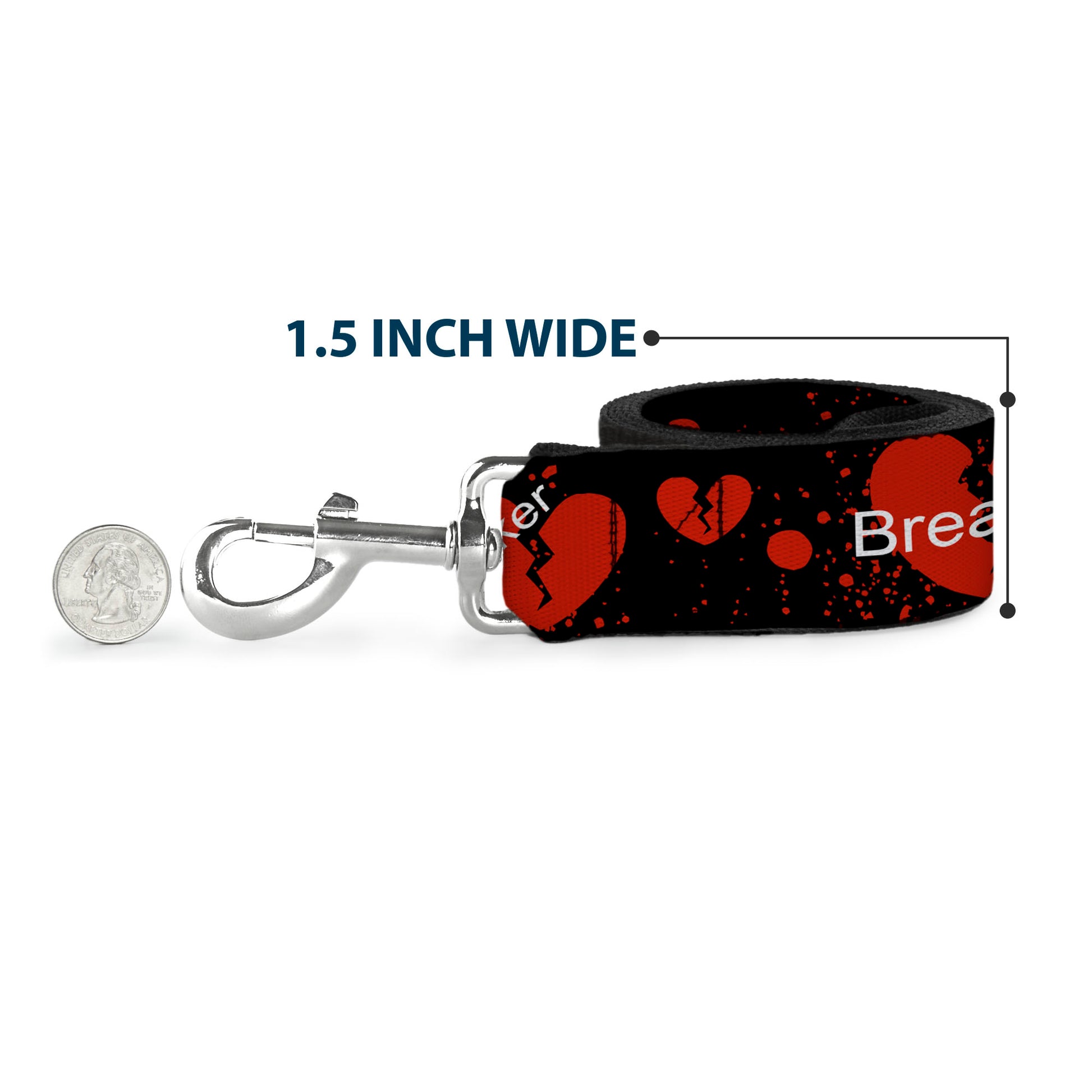 Dog Leash - Heart Breaker Black/White/Red Dog Leashes Buckle-Down