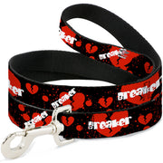 Dog Leash - Heart Breaker Black/White/Red Dog Leashes Buckle-Down