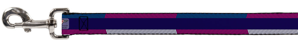 Dog Leash - Hash Mark Stripe Navy/Turquoise/Fuchsia/White Dog Leashes Buckle-Down