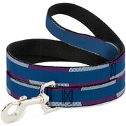 Dog Leash - Hash Mark Stripe Turquoise/Fuchsia/White Dog Leashes Buckle-Down
