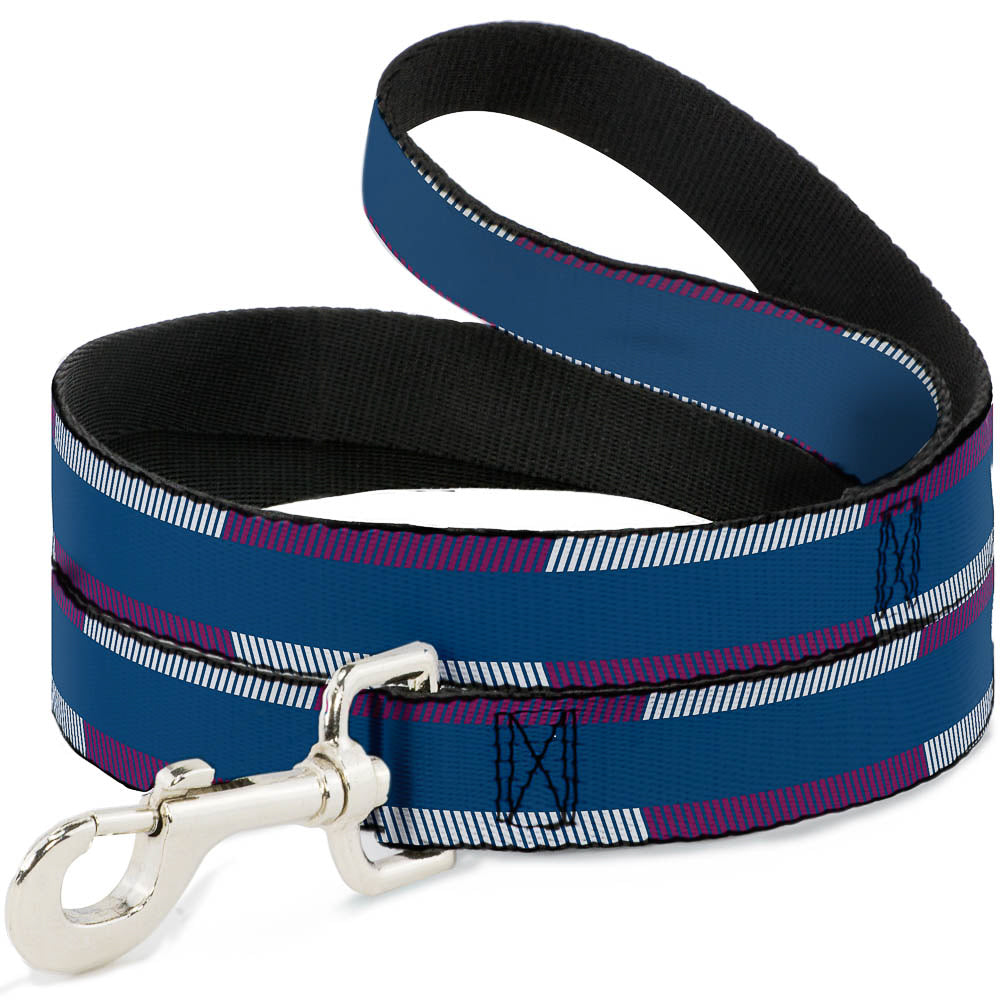 Dog Leash - Hash Mark Stripe Turquoise/Fuchsia/White Dog Leashes Buckle-Down