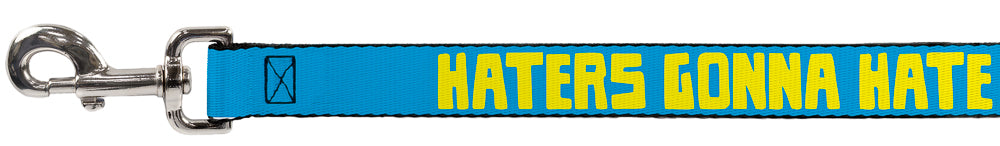 Dog Leash - HATERS GONNA HATE Turquoise/Yellow Dog Leashes Buckle-Down