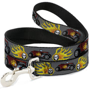 Dog Leash - Hot Rod w/Flame Skull Dog Leashes Buckle-Down
