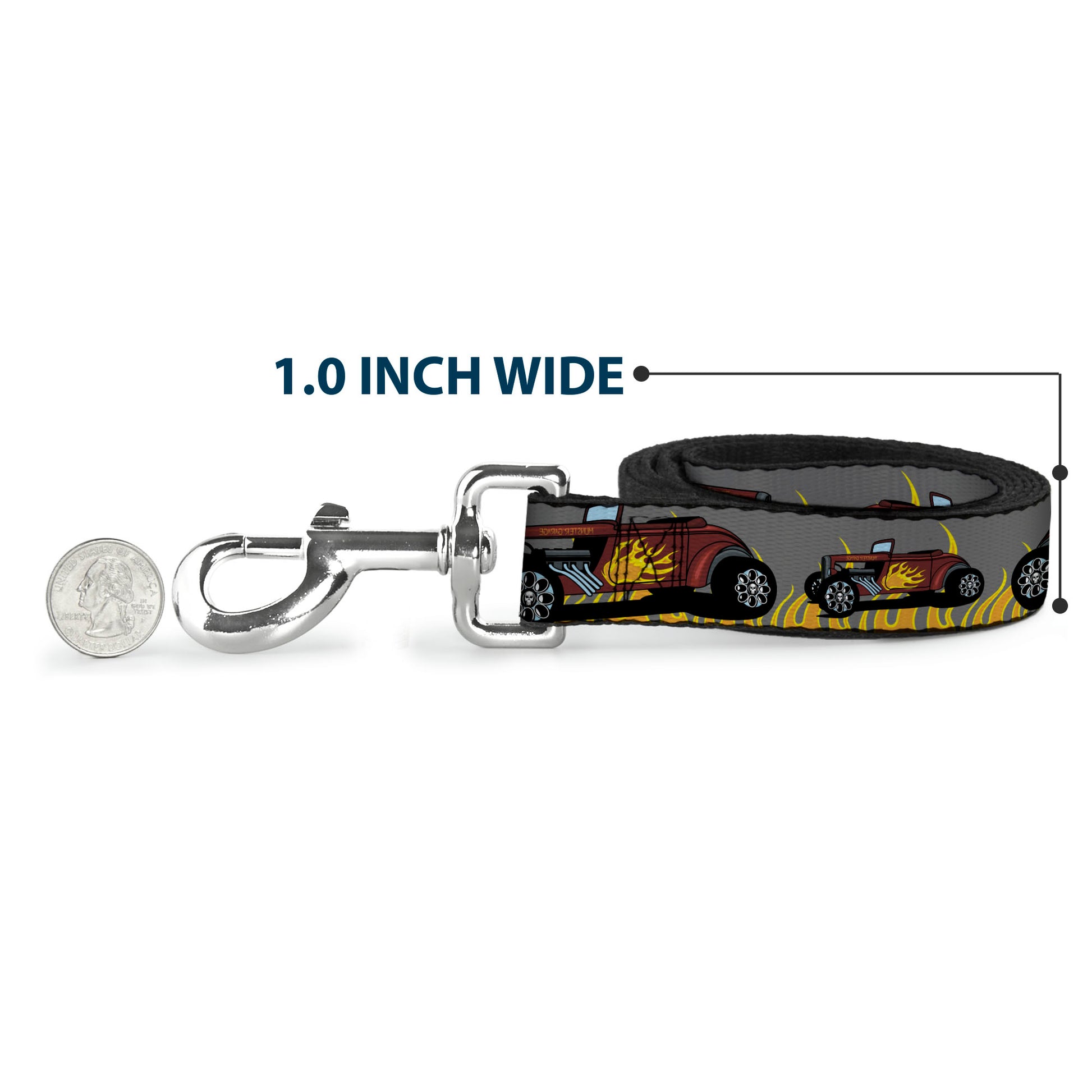 Dog Leash - Hot Rod w/Flames Dog Leashes Buckle-Down