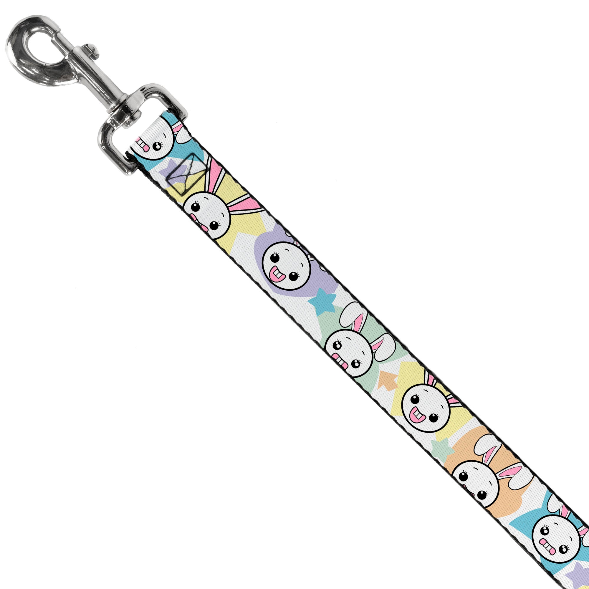 Dog Leash - Happy/Sad Bunnies & Stars White/Pastel Dog Leashes Buckle-Down