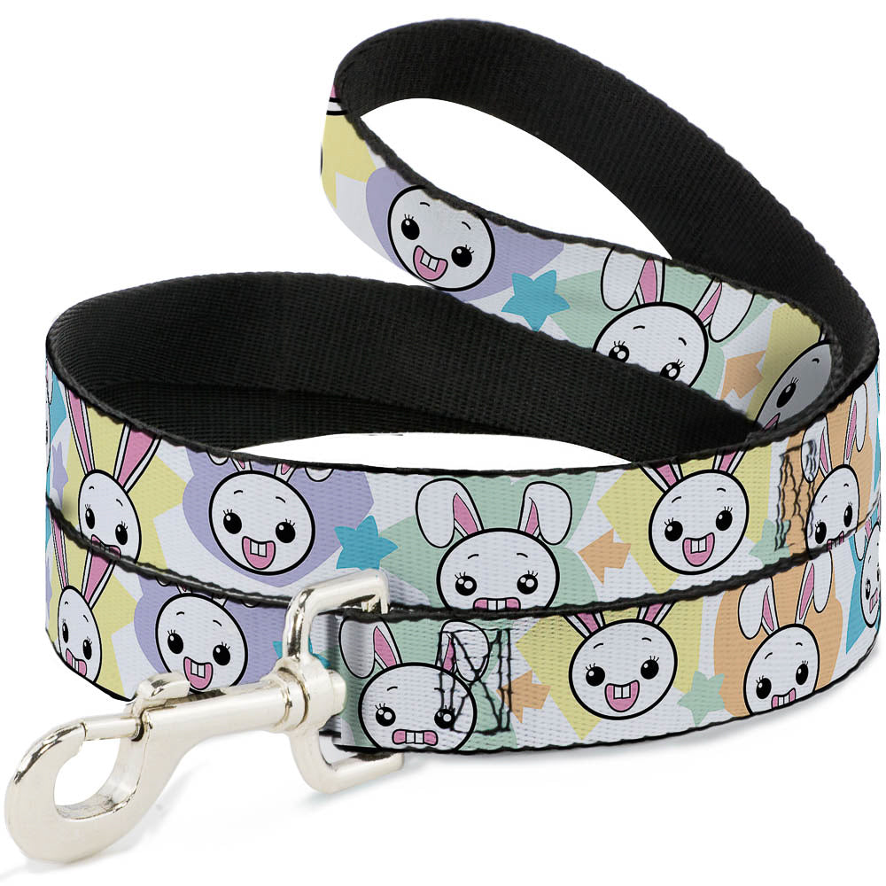 Dog Leash - Happy/Sad Bunnies & Stars White/Pastel Dog Leashes Buckle-Down
