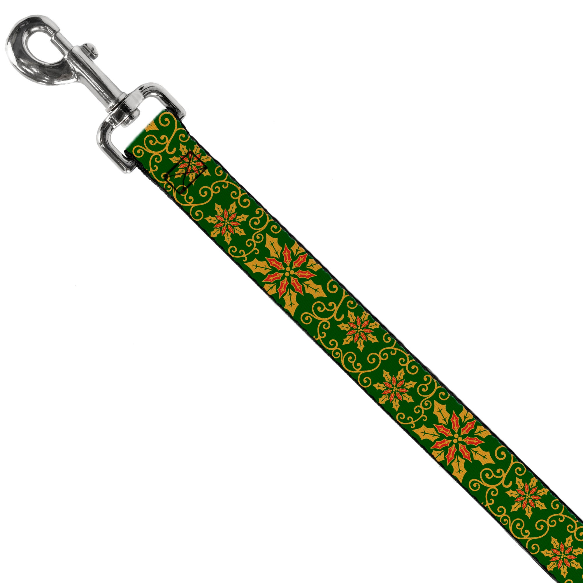 Dog Leash - Holiday Holly Green/Gold/Red Dog Leashes Buckle-Down