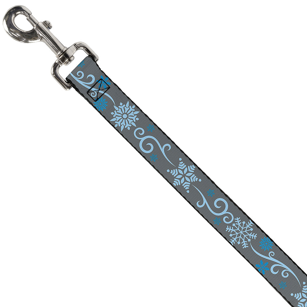Dog Leash - Holiday Snowflakes Gray/Blue Dog Leashes Buckle-Down