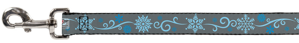 Dog Leash - Holiday Snowflakes Gray/Blue Dog Leashes Buckle-Down