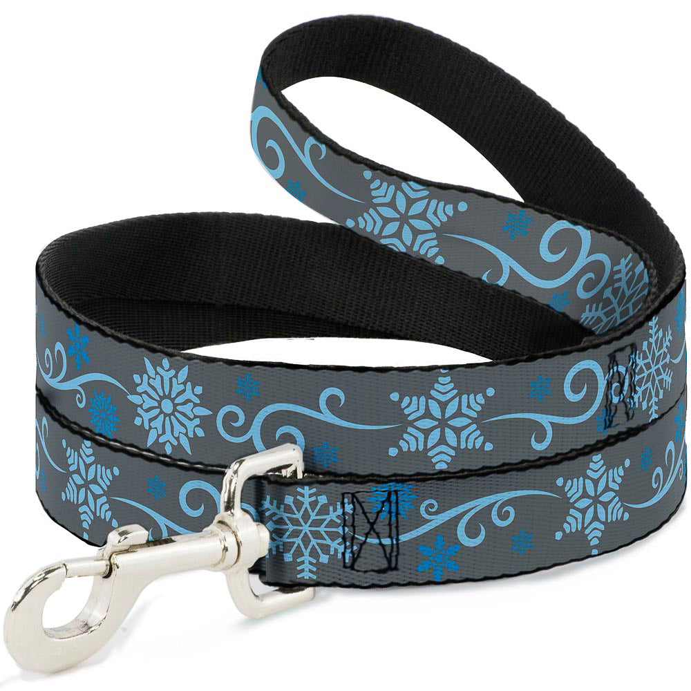 Dog Leash - Holiday Snowflakes Gray/Blue Dog Leashes Buckle-Down