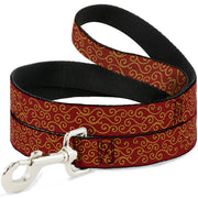 Dog Leash - Holiday Trim Swirls Red/Gold Dog Leashes Buckle-Down