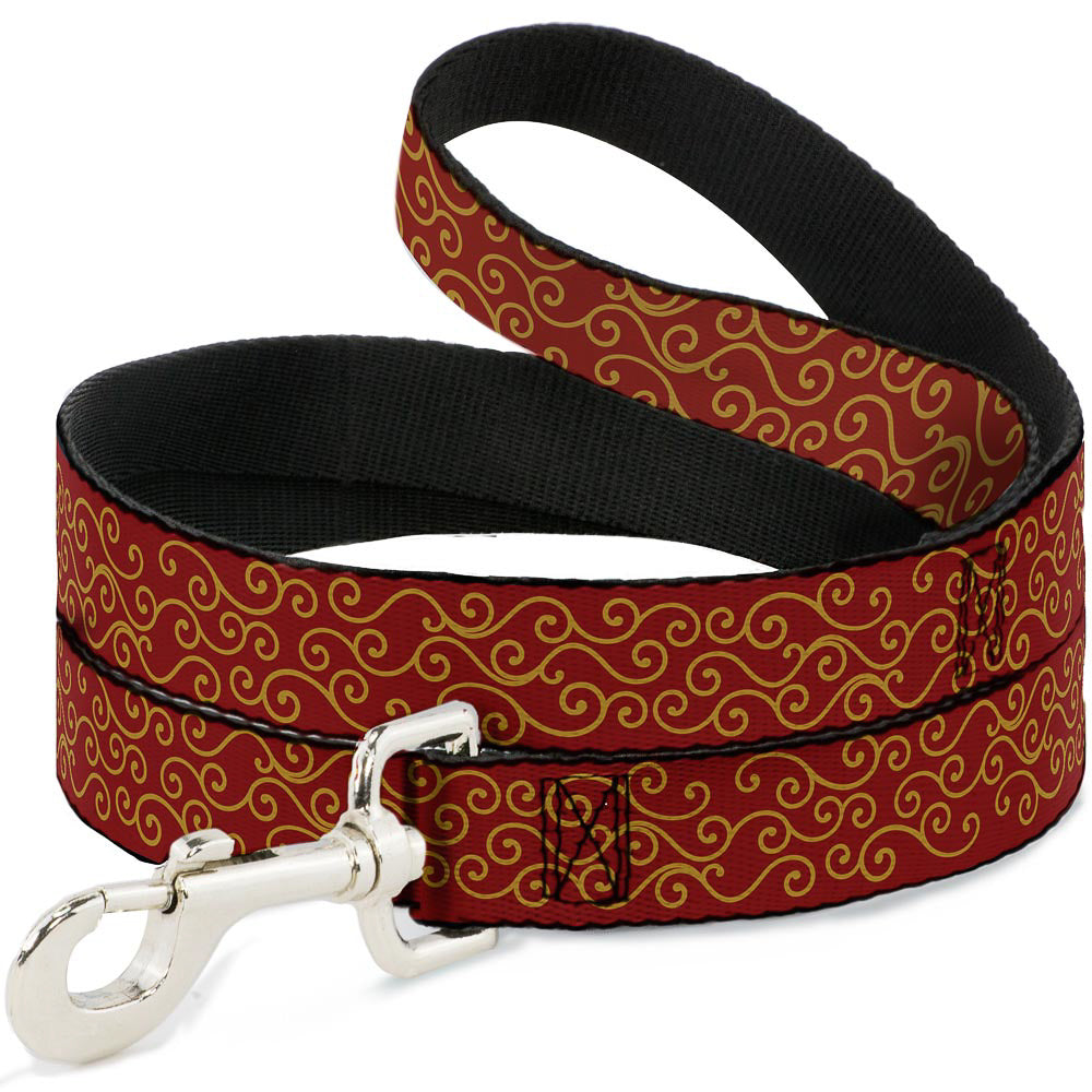 Dog Leash - Holiday Trim Swirls Red/Gold Dog Leashes Buckle-Down