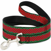 Dog Leash - Holiday Trim Stripe Green/Red Dog Leashes Buckle-Down
