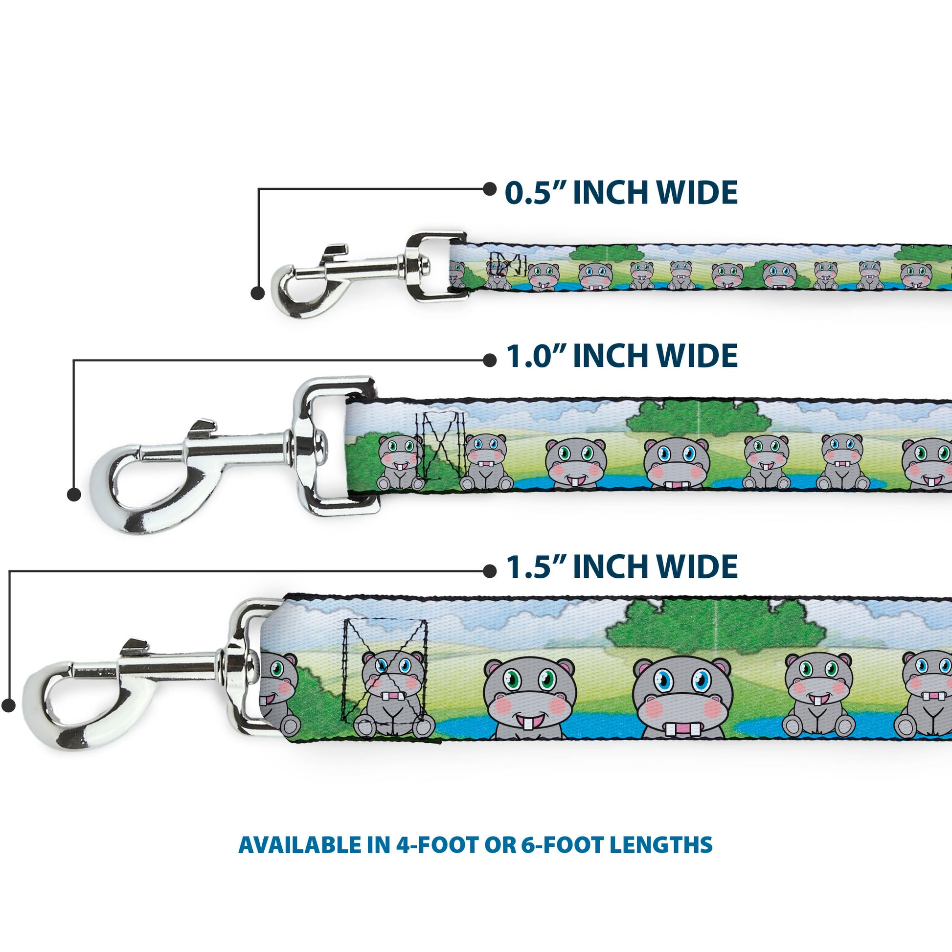Dog Leash - Hippo Cartoon Dog Leashes Buckle-Down