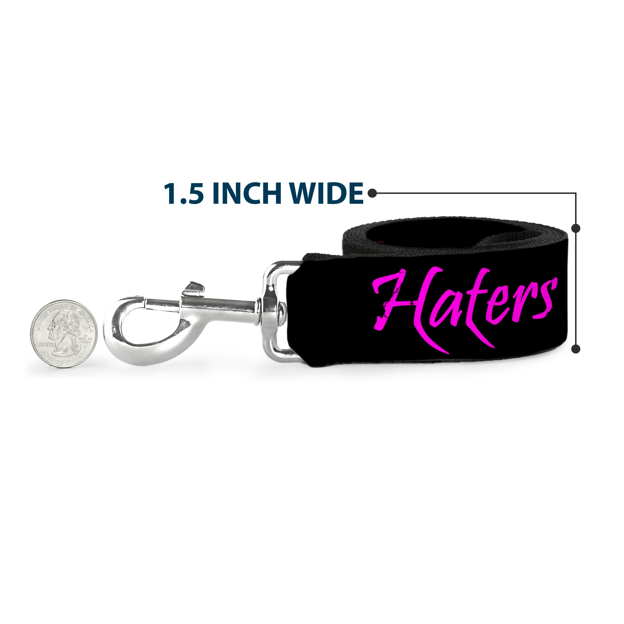 Dog Leash - Haters Gonna Hate w/Gem Black/Fuchsia Dog Leashes Buckle-Down