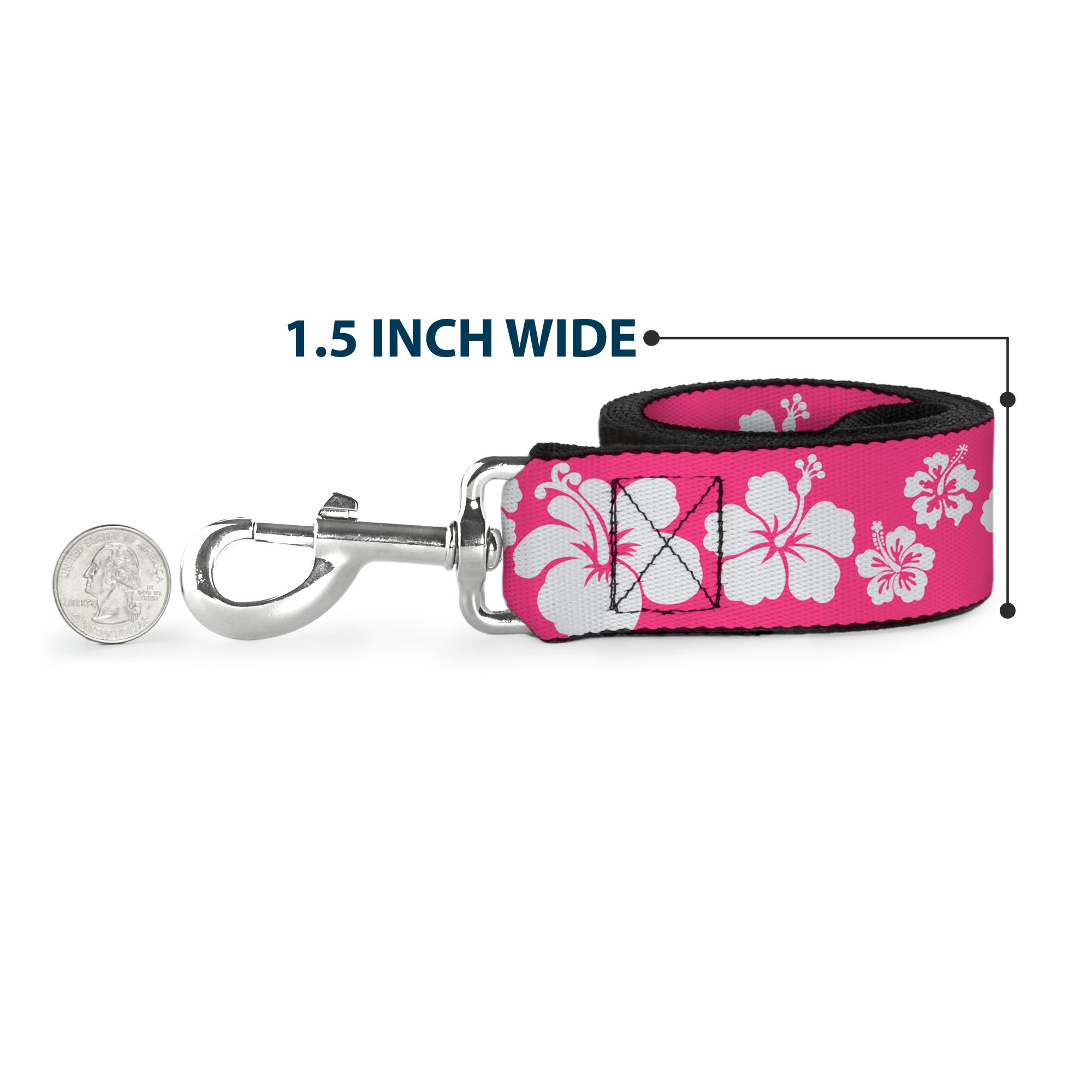 Dog Leash - Hibiscus Neon Pink/White Dog Leashes Buckle-Down