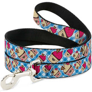 Dog Leash - Happy Cupcakes Buffalo Plaid White/Blue Dog Leashes Buckle-Down