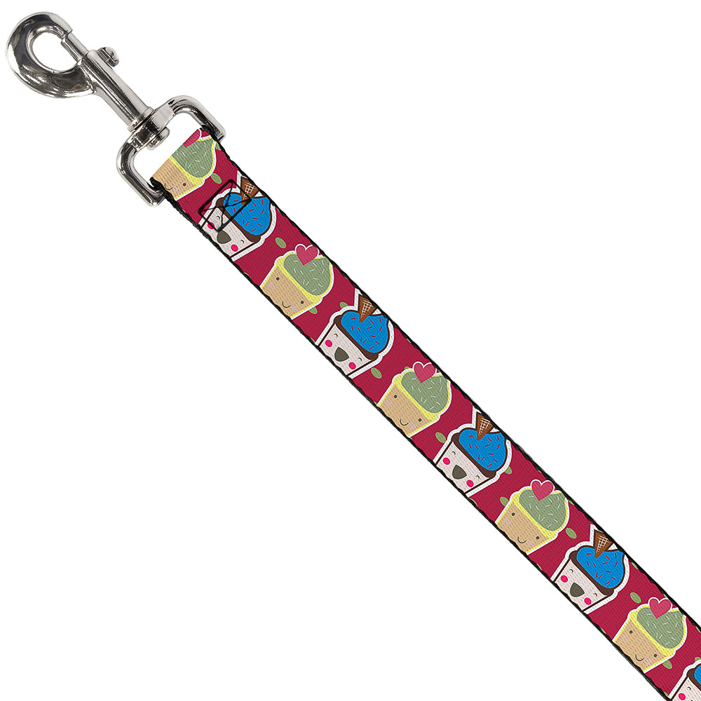 Dog Leash - Happy Cupcakes/Dots Pink/Green Dog Leashes Buckle-Down