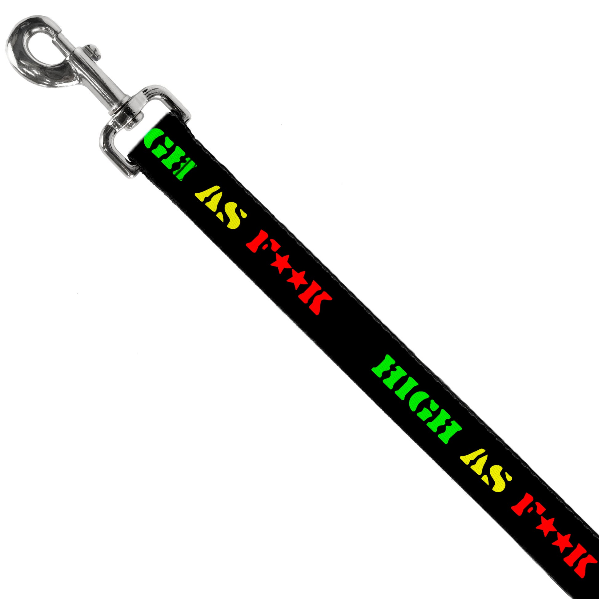 Buckle-Down Dog Leash - HIGH AS F**K Black/Green/Yellow/Red Dog Leashes Buckle-Down