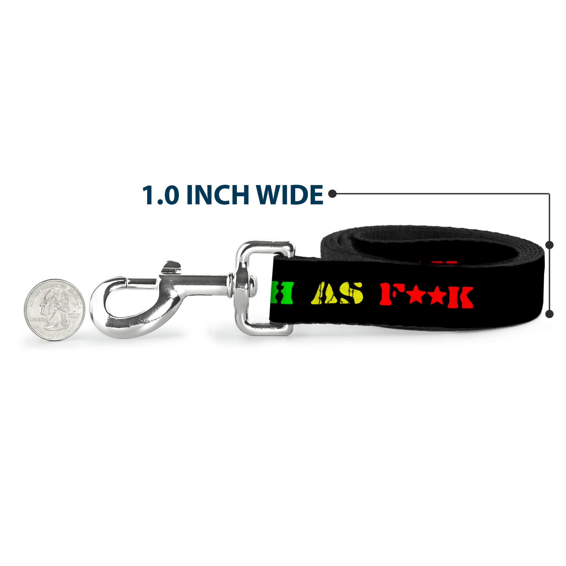 Buckle-Down Dog Leash - HIGH AS F**K Black/Green/Yellow/Red Dog Leashes Buckle-Down