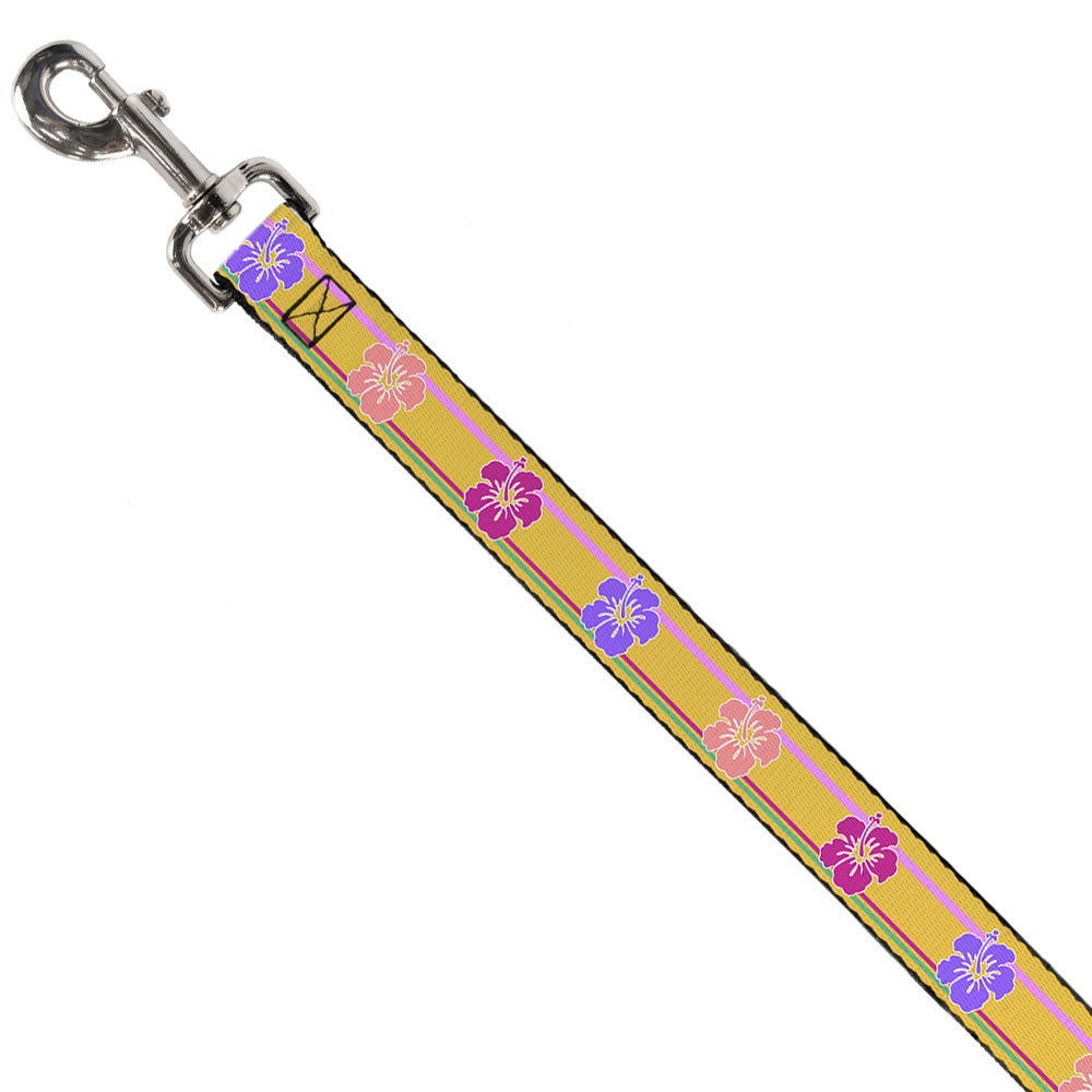 Dog Leash - Hibiscus w/Stripes Gold/Multi Pastel Dog Leashes Buckle-Down