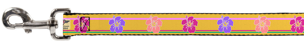 Dog Leash - Hibiscus w/Stripes Gold/Multi Pastel Dog Leashes Buckle-Down