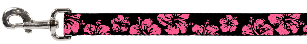 Dog Leash - Hibiscus Weathered Black/Pink Dog Leashes Buckle-Down