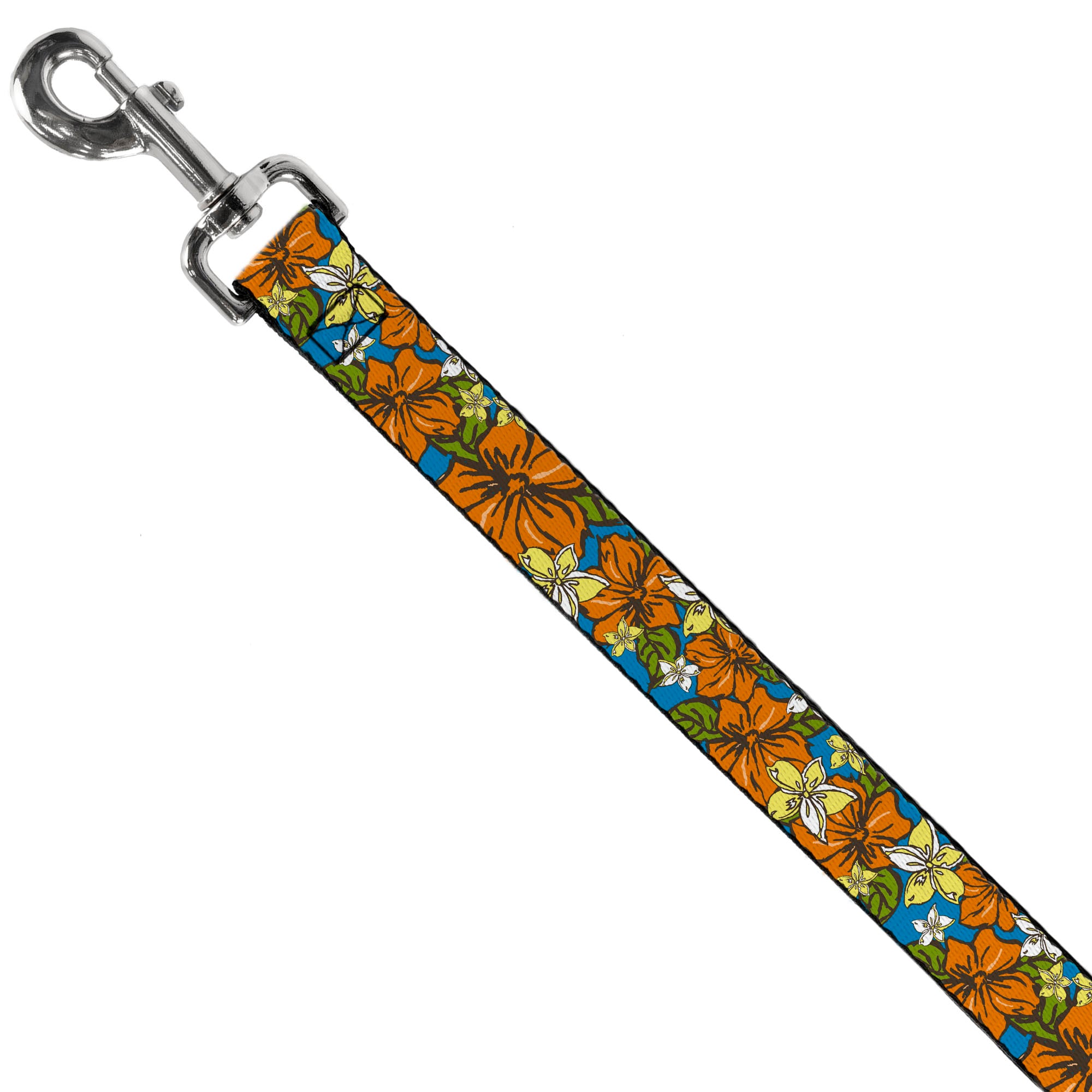 Dog Leash - Hibiscus Collage Blue/Orange/Yellow Dog Leashes Buckle-Down