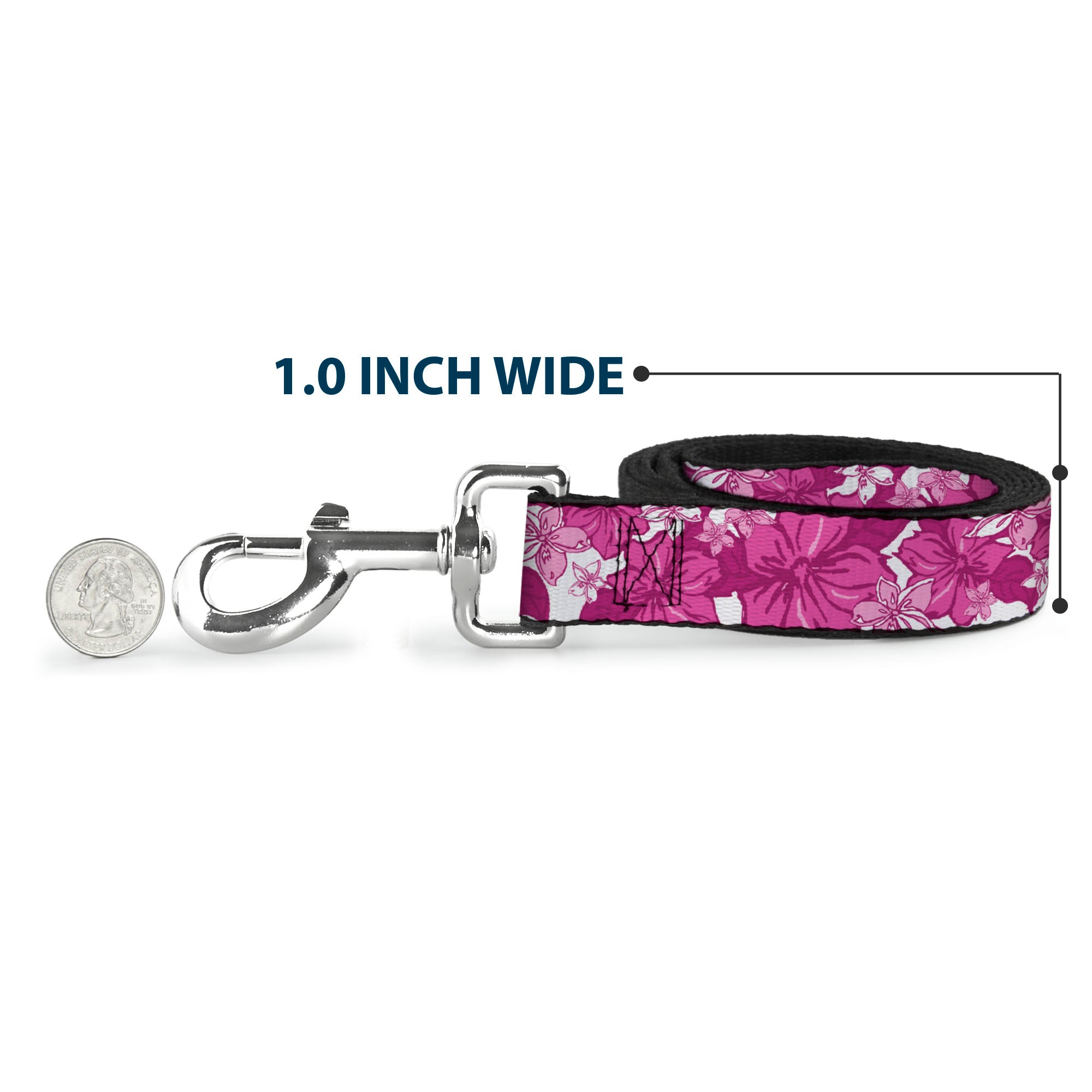 Dog Leash - Hibiscus Collage White/Pinks Dog Leashes Buckle-Down