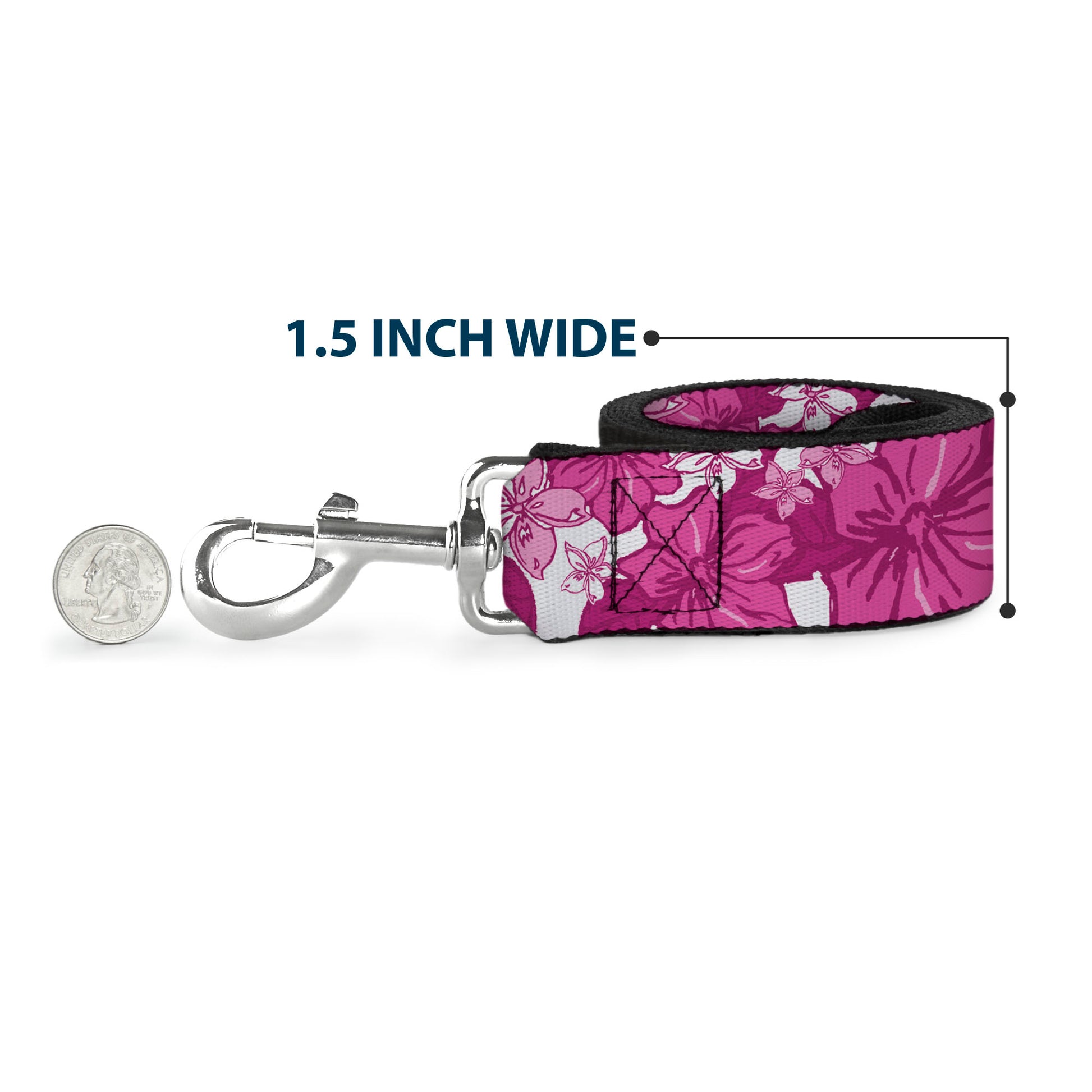 Dog Leash - Hibiscus Collage White/Pinks Dog Leashes Buckle-Down