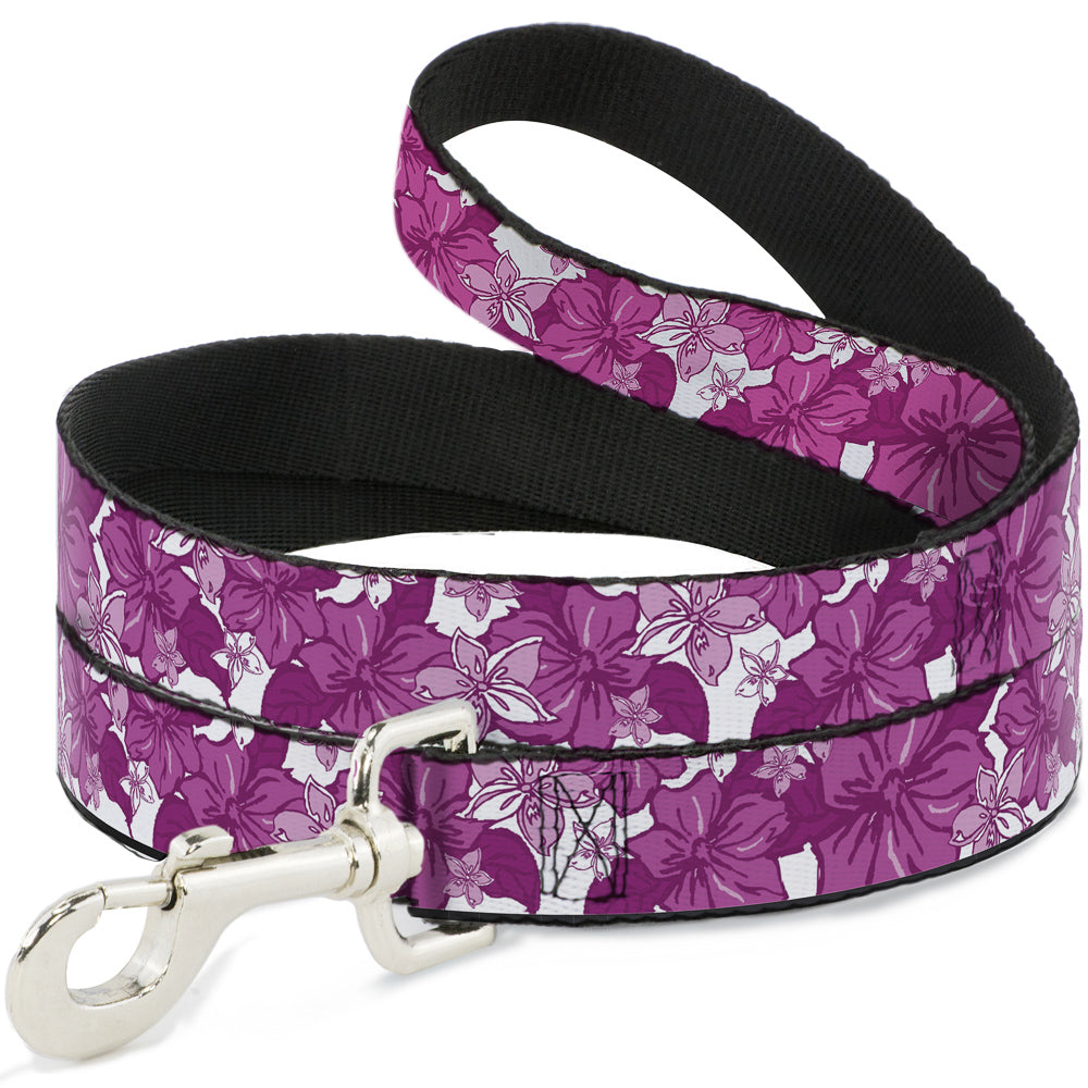 Dog Leash - Hibiscus Collage White/Pinks Dog Leashes Buckle-Down