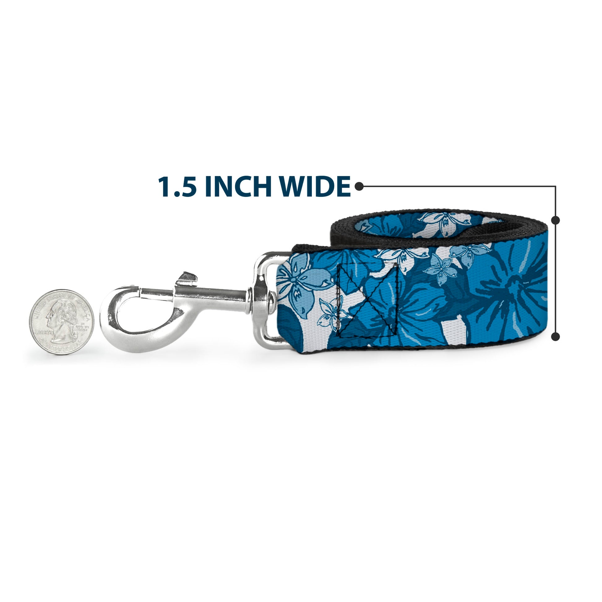 Dog Leash - Hibiscus Collage White/Blues Dog Leashes Buckle-Down