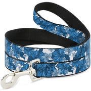 Dog Leash - Hibiscus Collage White/Blues Dog Leashes Buckle-Down