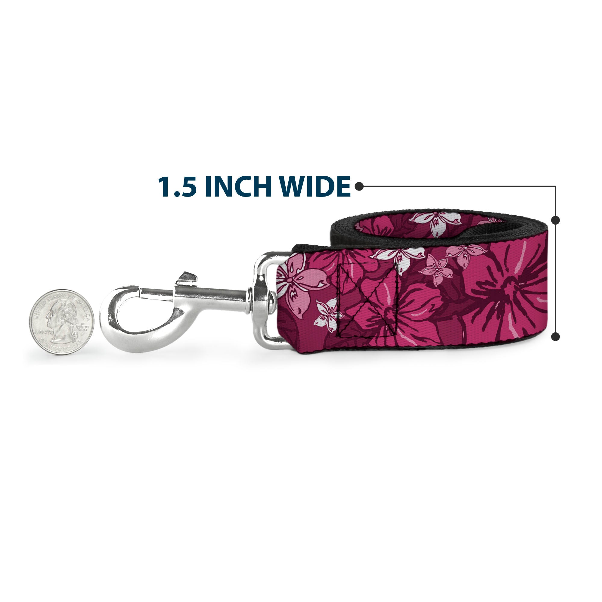 Dog Leash - Hibiscus Collage Pink Shades Dog Leashes Buckle-Down
