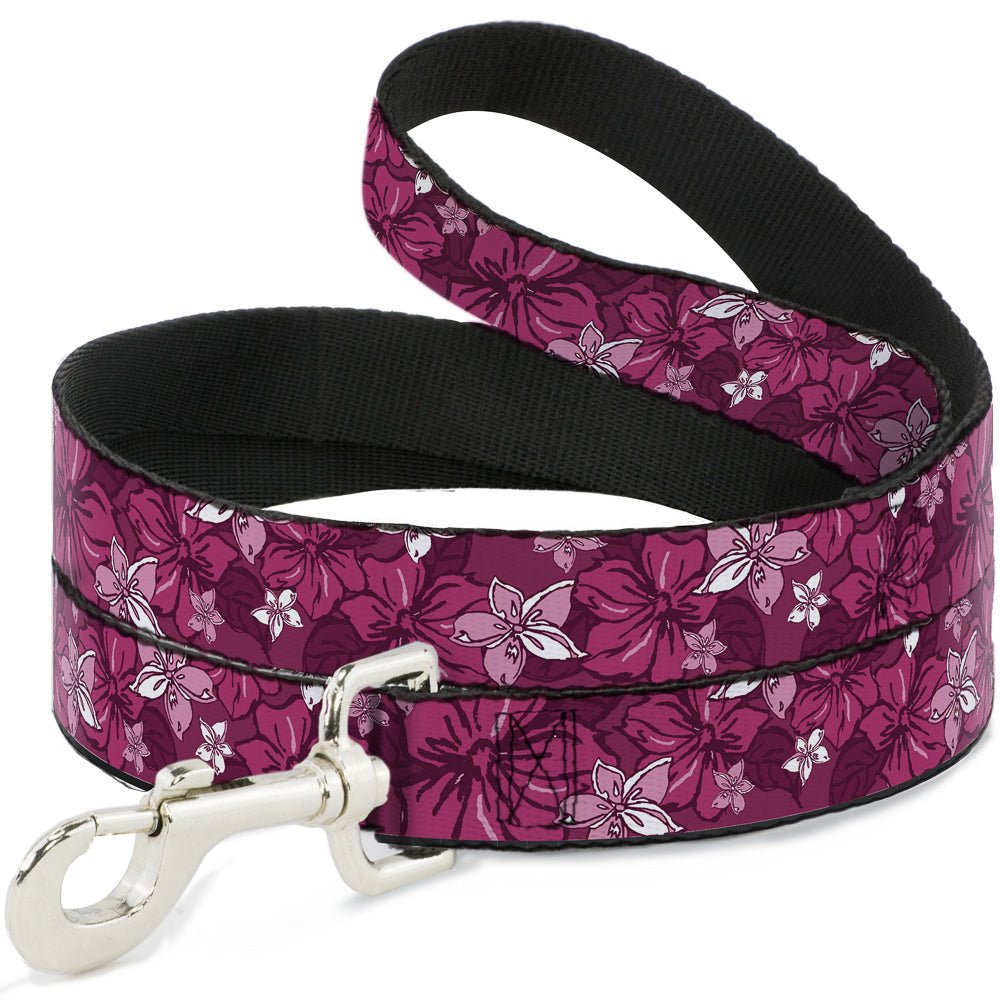 Dog Leash - Hibiscus Collage Pink Shades Dog Leashes Buckle-Down