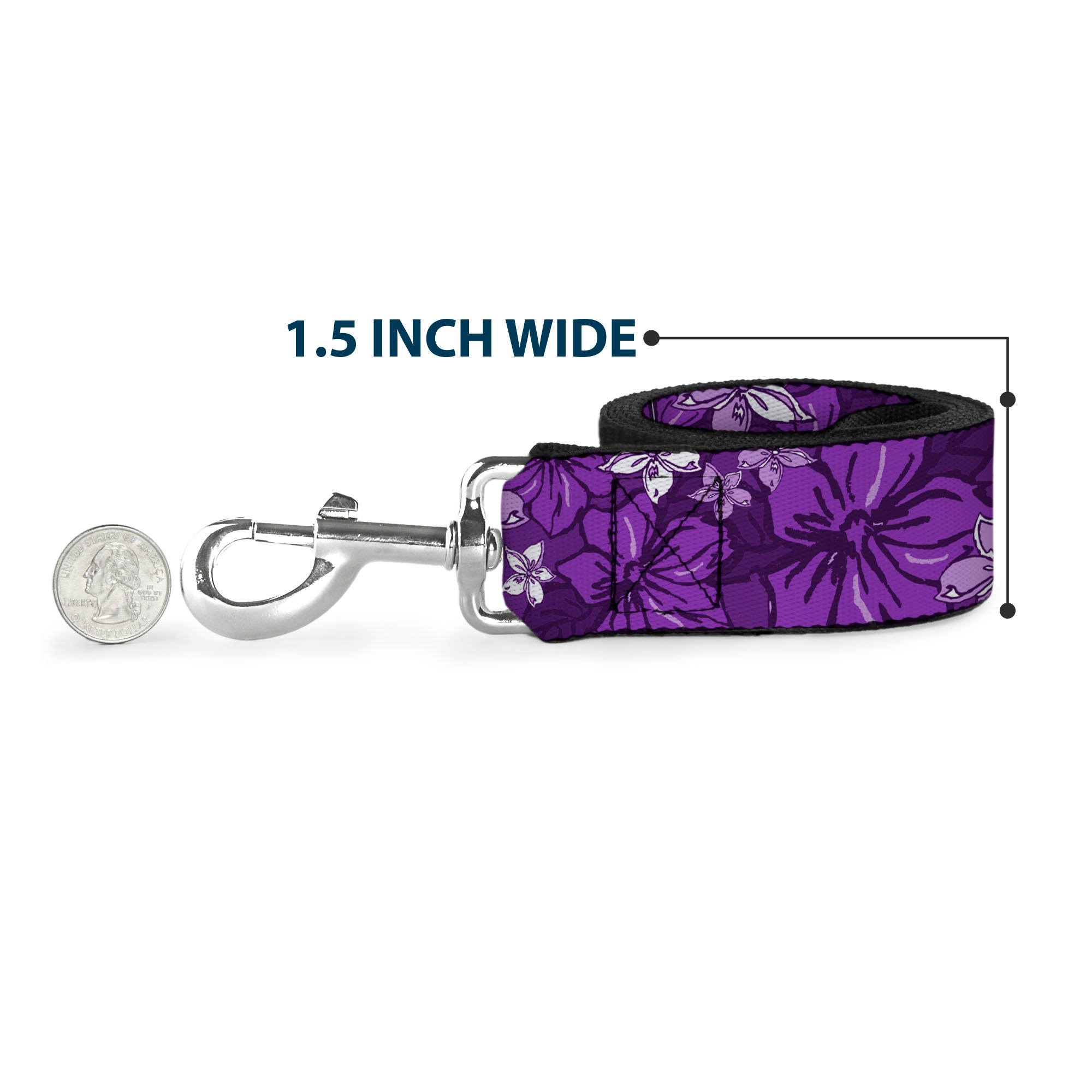 Dog Leash - Hibiscus Collage Purple Shades Dog Leashes Buckle-Down