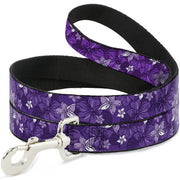 Dog Leash - Hibiscus Collage Purple Shades Dog Leashes Buckle-Down