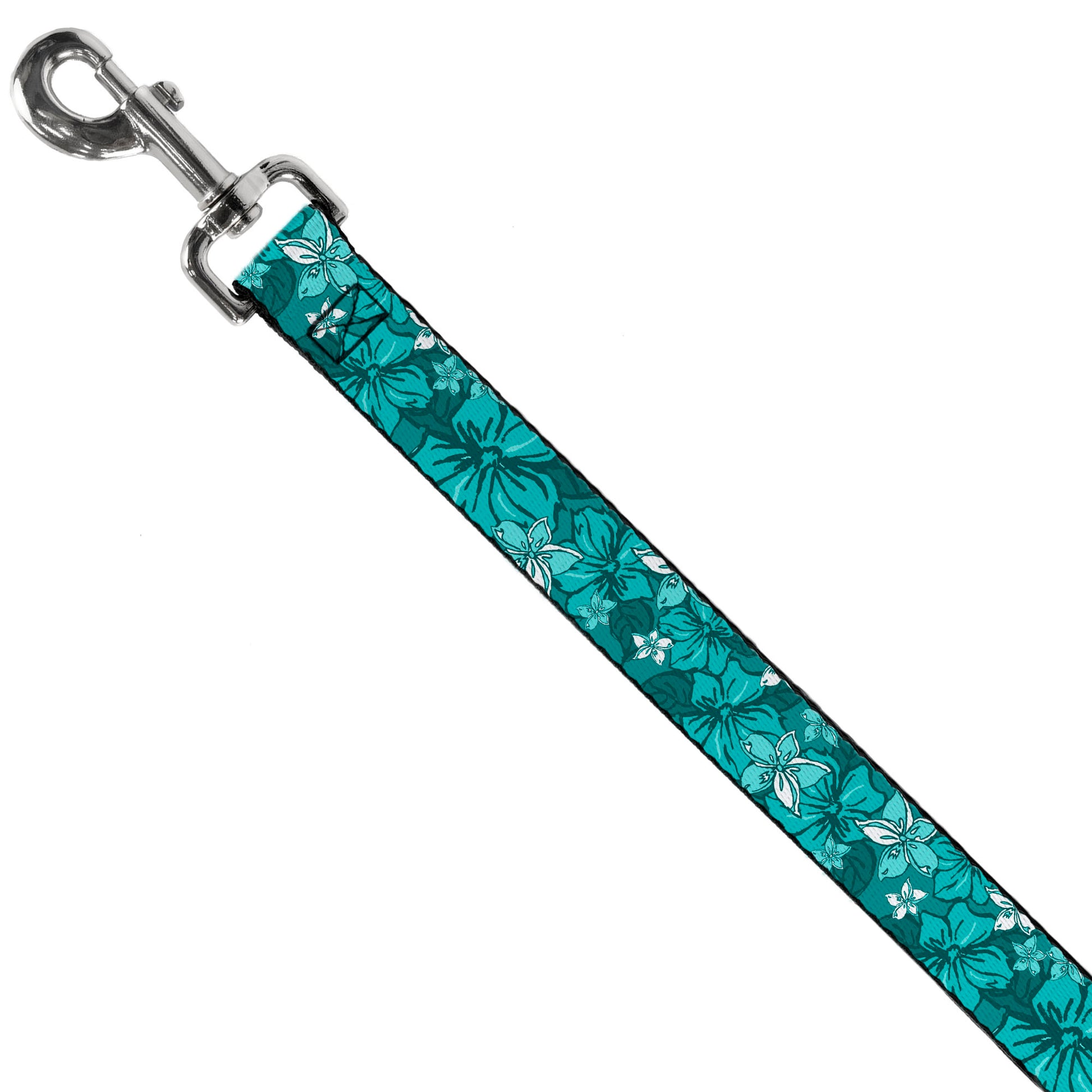Dog Leash - Hibiscus Collage Turquoise Shades Dog Leashes Buckle-Down