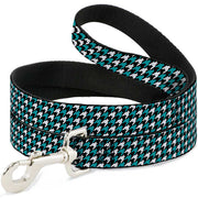 Dog Leash - Houndstooth Black/White/Turquoise Dog Leashes Buckle-Down