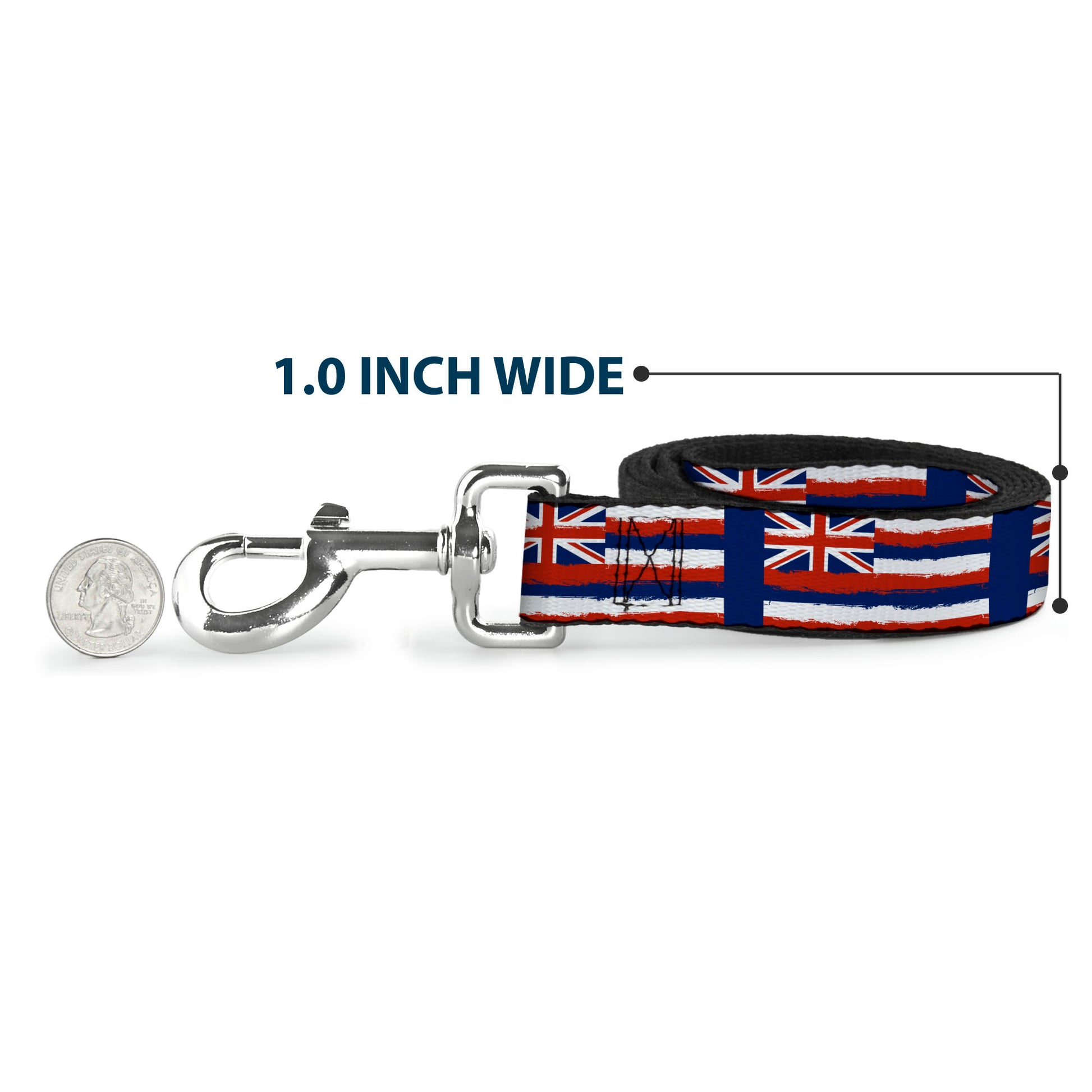 Dog Leash - Hawaii Flags Weathered Blue/Red/White Dog Leashes Buckle-Down