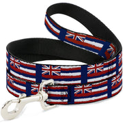 Dog Leash - Hawaii Flags Weathered Blue/Red/White Dog Leashes Buckle-Down