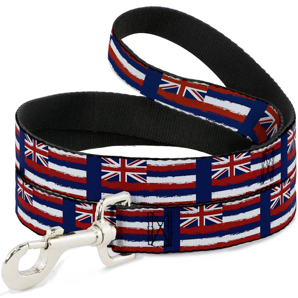 Dog Leash - Hawaii Flags Weathered Blue/Red/White Dog Leashes Buckle-Down
