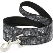 Dog Leash - Hibiscus Collage Gray Shades Dog Leashes Buckle-Down