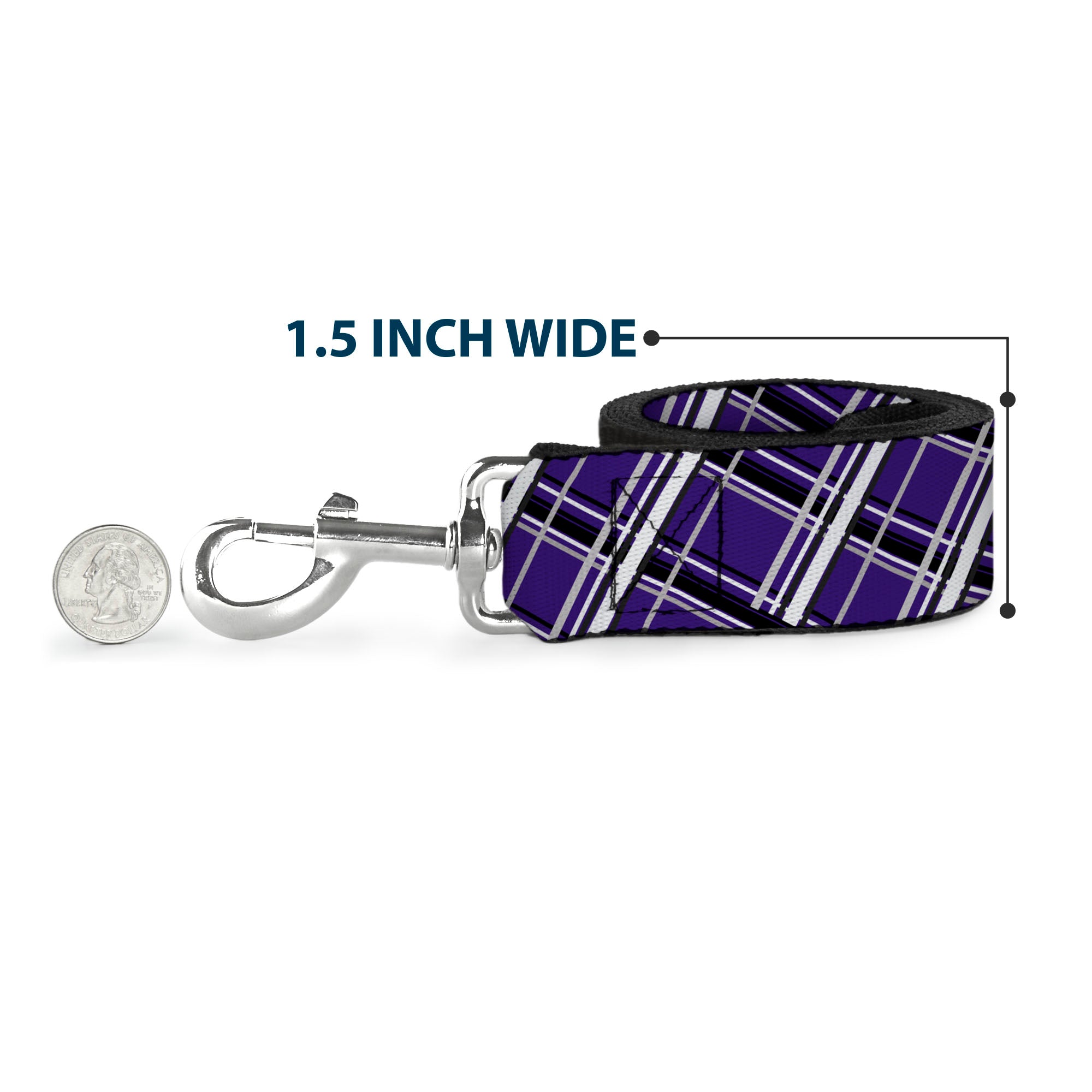Dog Leash - Houndstooth Gray/Purple/White Dog Leashes Buckle-Down