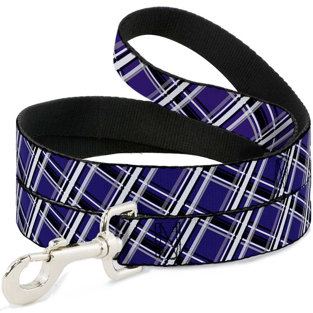 Dog Leash - Houndstooth Gray/Purple/White Dog Leashes Buckle-Down